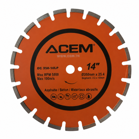 DISQUE DIAMANT ASPHALT/BETON/MATERIAUX 350X3.2X25.4/20 10LP ACEM