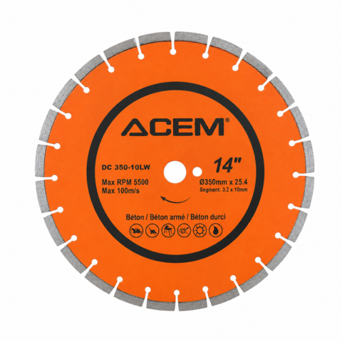 DISQUE DIAM BETON/BETON ARME/BETON DURCI 350X3.2 10LW ACEM
