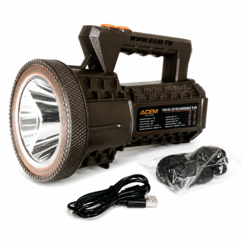 TORCHE LED 15W RECHARGABLE+COB ETANCHE IP66 ACEM