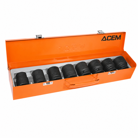 COFFRET CLE DOUIL IMPACT SERIE COURTE 3/4″ 8PCS 6 PANS ACEM
