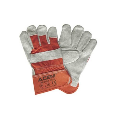 PAIRE DE GANT CUIRE+TOILE 10.5″ ORANGE AC 2107 ACEM