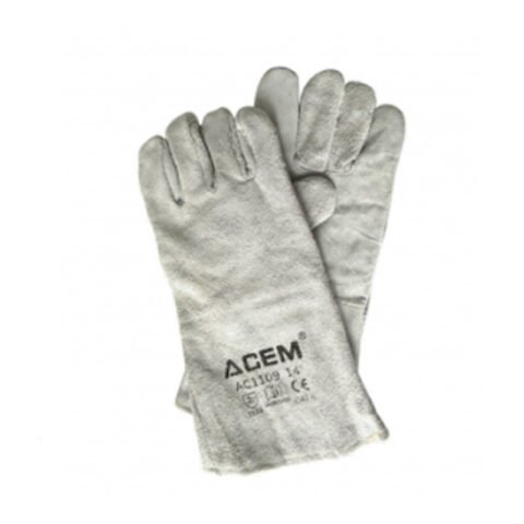 PAIRE DE GANT ANTI-CHALEUR EN CUIRE SOUDEUR 14″ GRIS ACEM