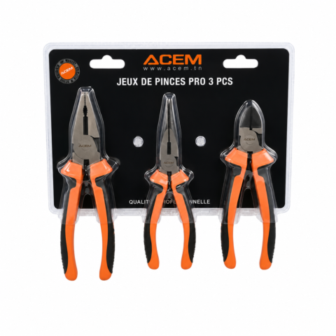 JX DE 3 PINCE COUPANTE & UNIVERSELLE & BEC 1/2 ROND CR-V D/C ACEM
