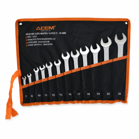 JEUX CLE A MIXTE CR-V 17PCS 8A24 EN POCHETTE ACEM F.T
