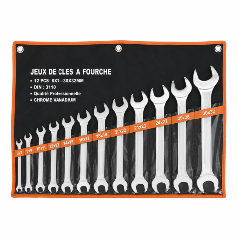 JEUX CLE A FOURCHE 6X7 A30X32 12PCS EN POCHETTE ACEM