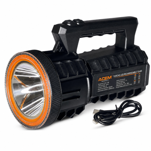 TORCHE RECHARGEABLE + COB CABLE TYPE C LED 30W ACEM