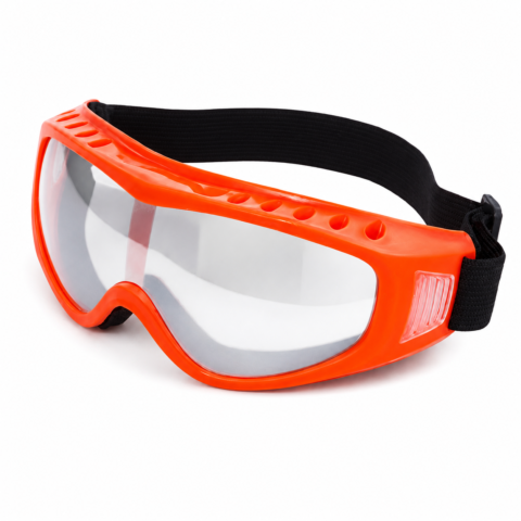 LUNETTE MASQUE BLANC ETANCHE EN PVC ORANGE A BANDEAU ELASTIQUE ACEM