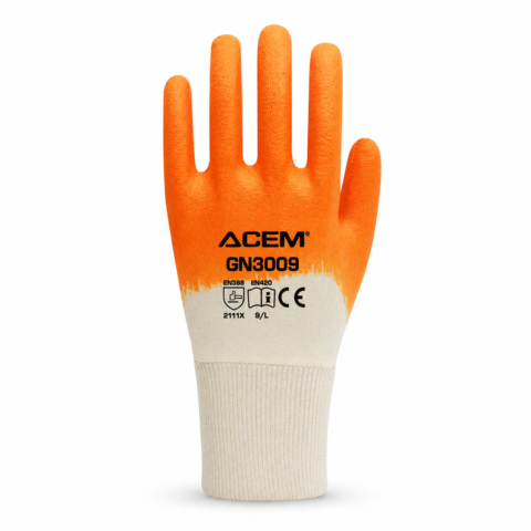 PAIRE GANT INDUSTRIEL EN POLYESTER ET PAUME NITRILE NOIR+ORANGE ZEBRA