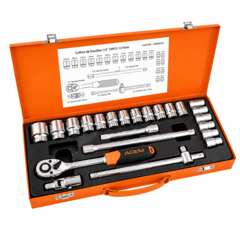 COFFRET CLE DOUIL 1/2 6 PANS 24 PCS 10-32 ACEM EXTRA