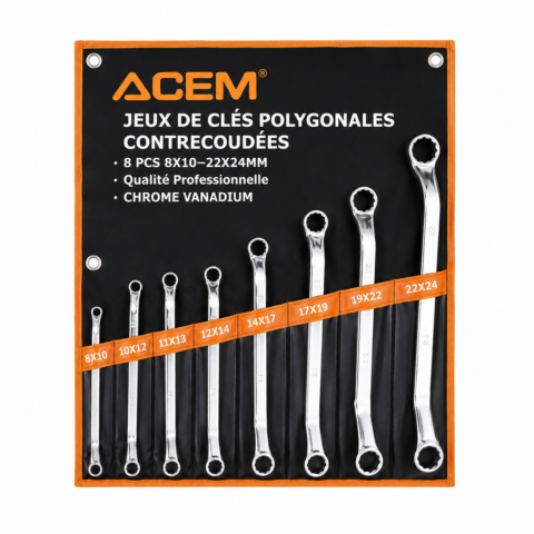 JEUX CLE POLYGONALE CR-V 8-24 8PCS ACEM